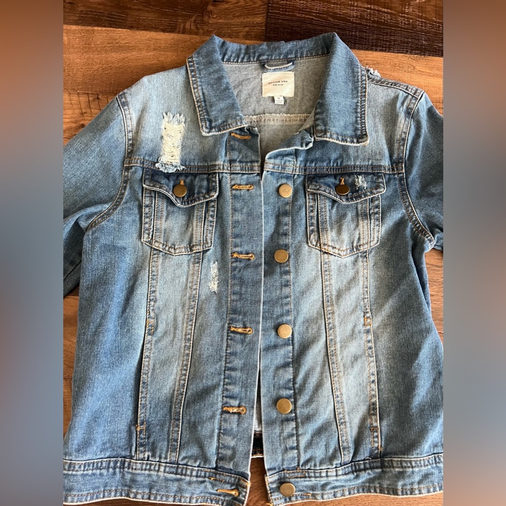 Medium Wash Distressed Jean Jacket